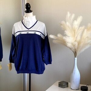 Blast | Vintage 80s Missy Navy Blue Top | Size: XL